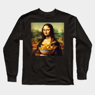 Mona Lisa Tortilla Chip Feast Tee - National Tortilla Chip Day Long Sleeve T-Shirt